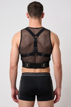 Joyglove Mesh Harness Crop Top with Adjustable Buckle Straps (Black)