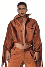 Khaki Festival faux suede fabric.Set – Effortless Style for Spring & Autumn