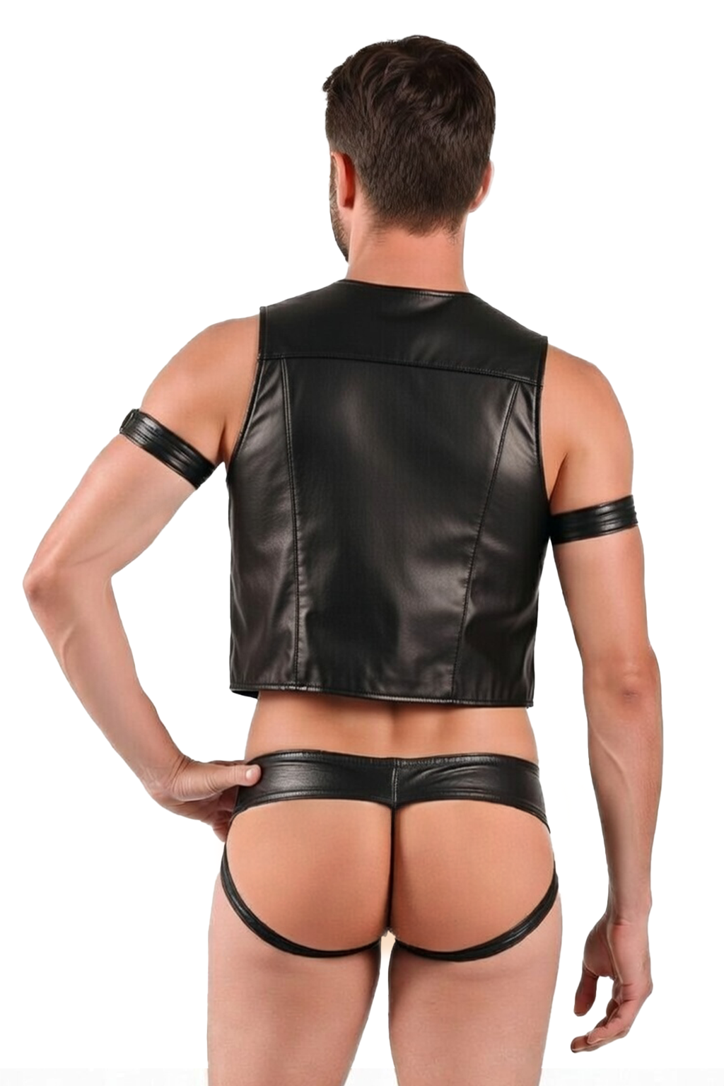 Joyglove Men's PU Leather Harness and Thong Set (No Armband)