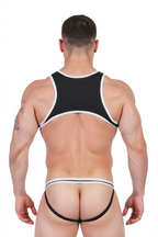 Joyglove Men's Black Athletic Bodysuit with White Accents