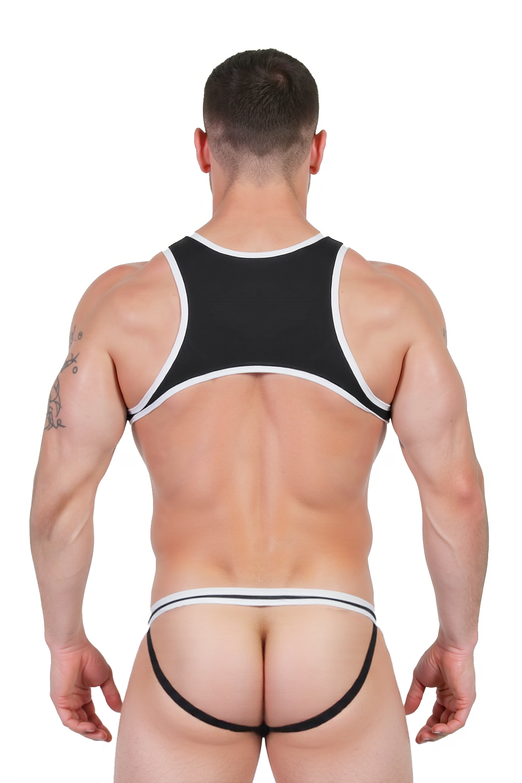Joyglove Men's Black Athletic Bodysuit with White Accents