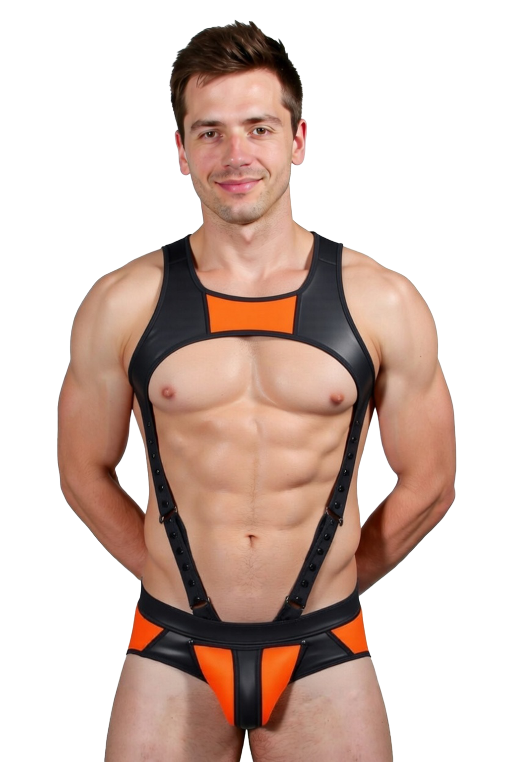 Joyglove PU Leather Orange & Black Harness Set - Bold and Athletic Look
