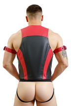 Joyglove Red & Black PU Leather Harness Set - Bold and Edgy Style (No Armband)
