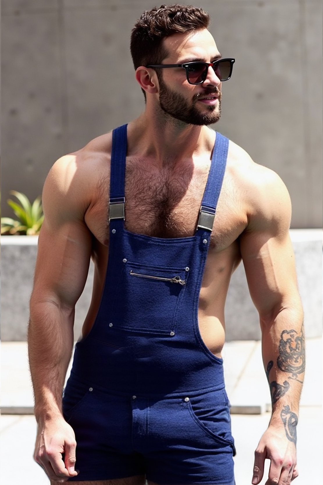 Faux Denim Slim Fit Overall Shorts for a Chic Casual Vibe	
