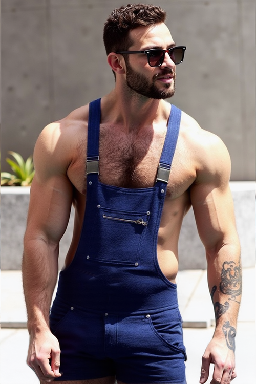 Faux Denim Slim Fit Overall Shorts for a Chic Casual Vibe	