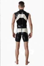 Sleek Black and Beige Bodysuit for Men