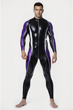 Sleek Black and Purple Jumpsuit for Men