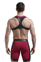 Joyglove PU Leather Sports Harness and Shorts Set - Red and Black