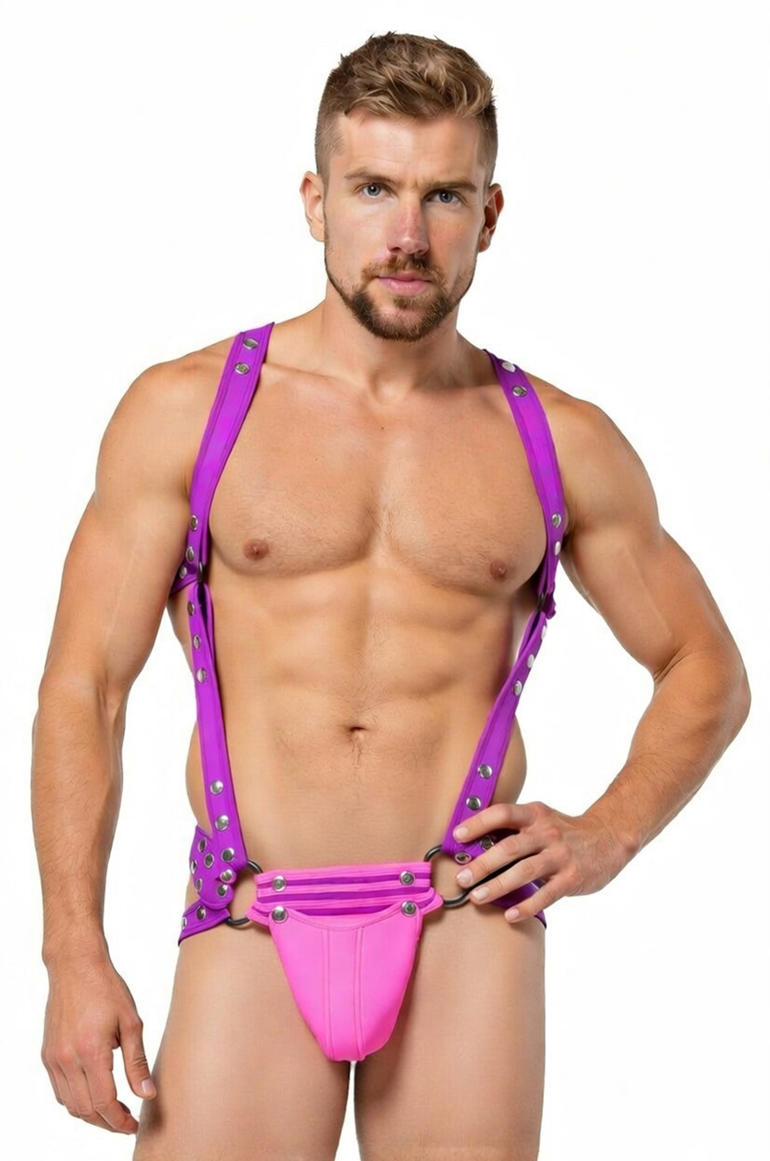 Joyglove Men’s Sexy Harness Jockstrap Set – Bold Purple Muscle Bodywear