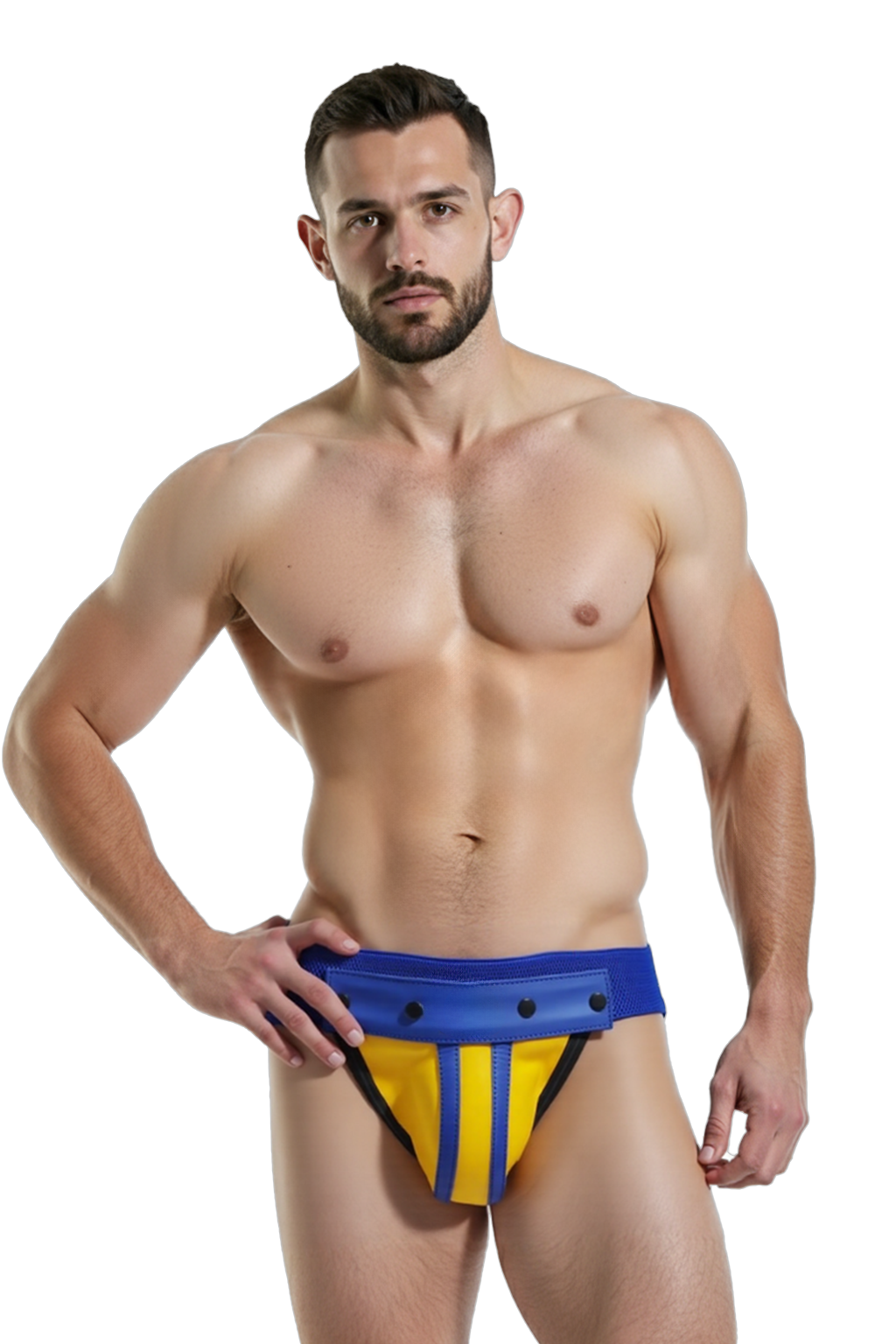 Joyglove Men's Black PU Leather Boxer Shorts with Bold Green Zipper Detail