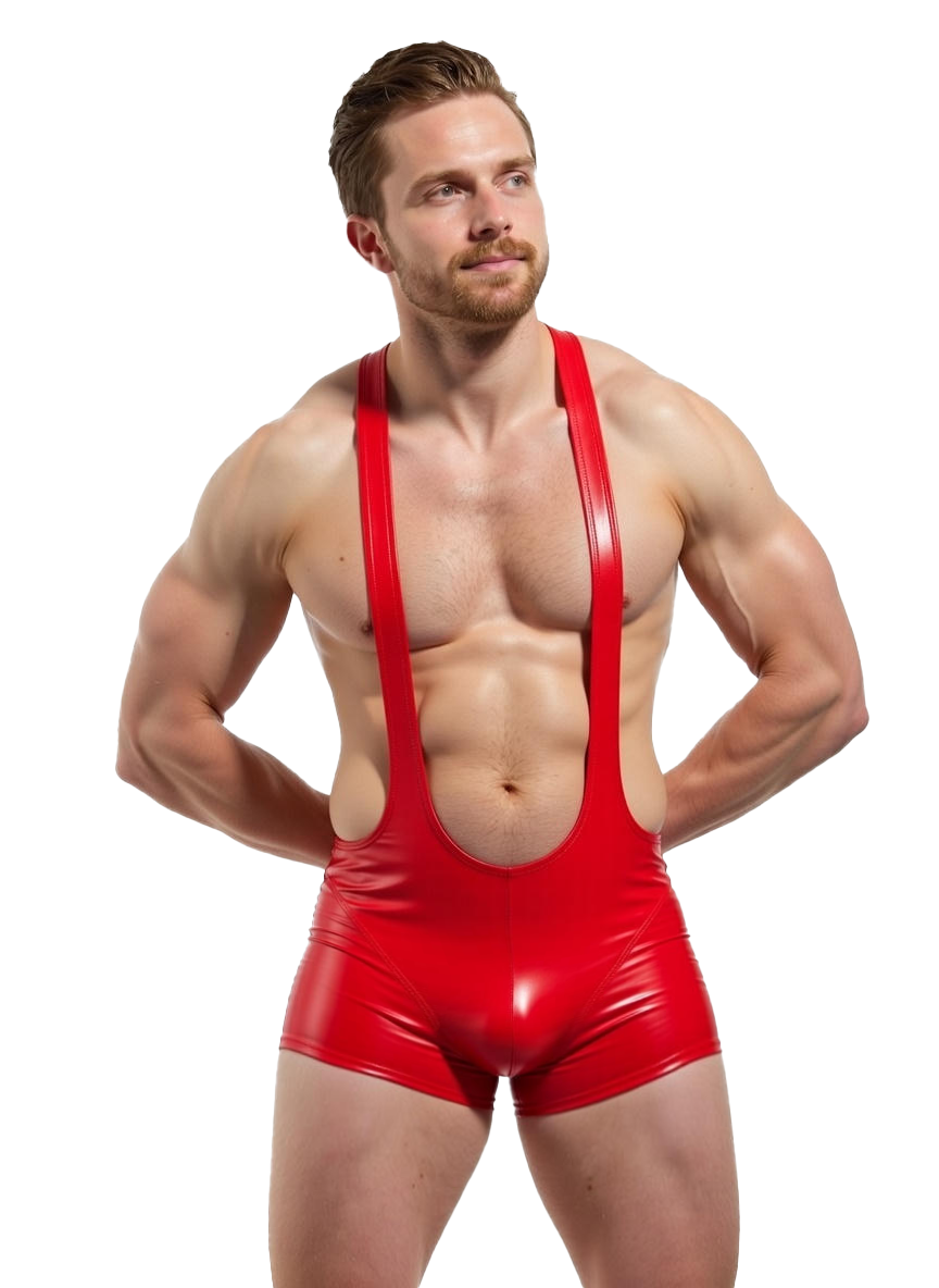 Joylgbt‘s Men’s Shiny Blue Open‑Back Wrestling Singlet Romper	