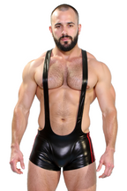 Joyglove Men's Shiny Silver Open-Back Athletic Bodysuit