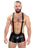 Joylgbt‘s Men’s Shiny Blue Open‑Back Wrestling Singlet Romper	