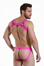 Joyglove Men's Pink Harness Bodysuit – Bold & Sexy Design
