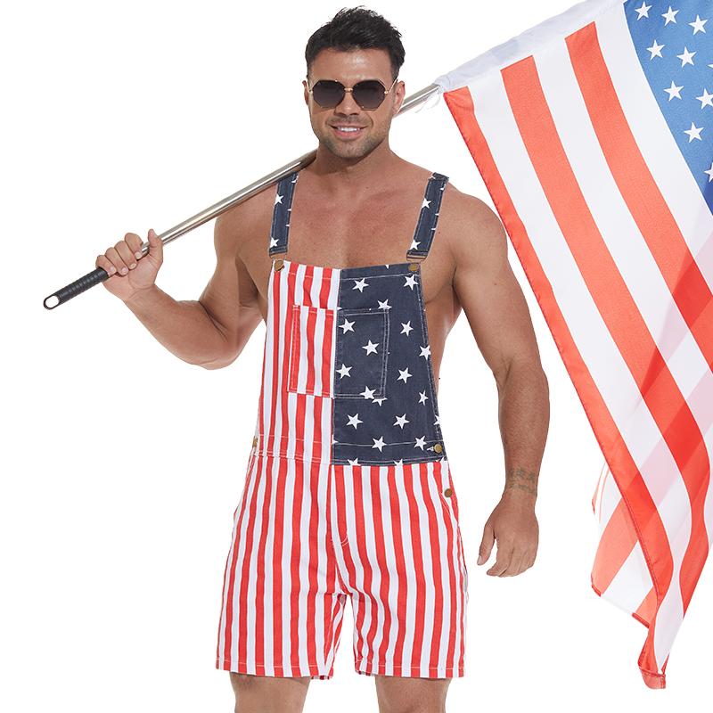 Mysteryglove Patriotic American Flag Overalls	