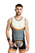 Joyglove Men's Two-Piece Gray & Orange PU Leather Set