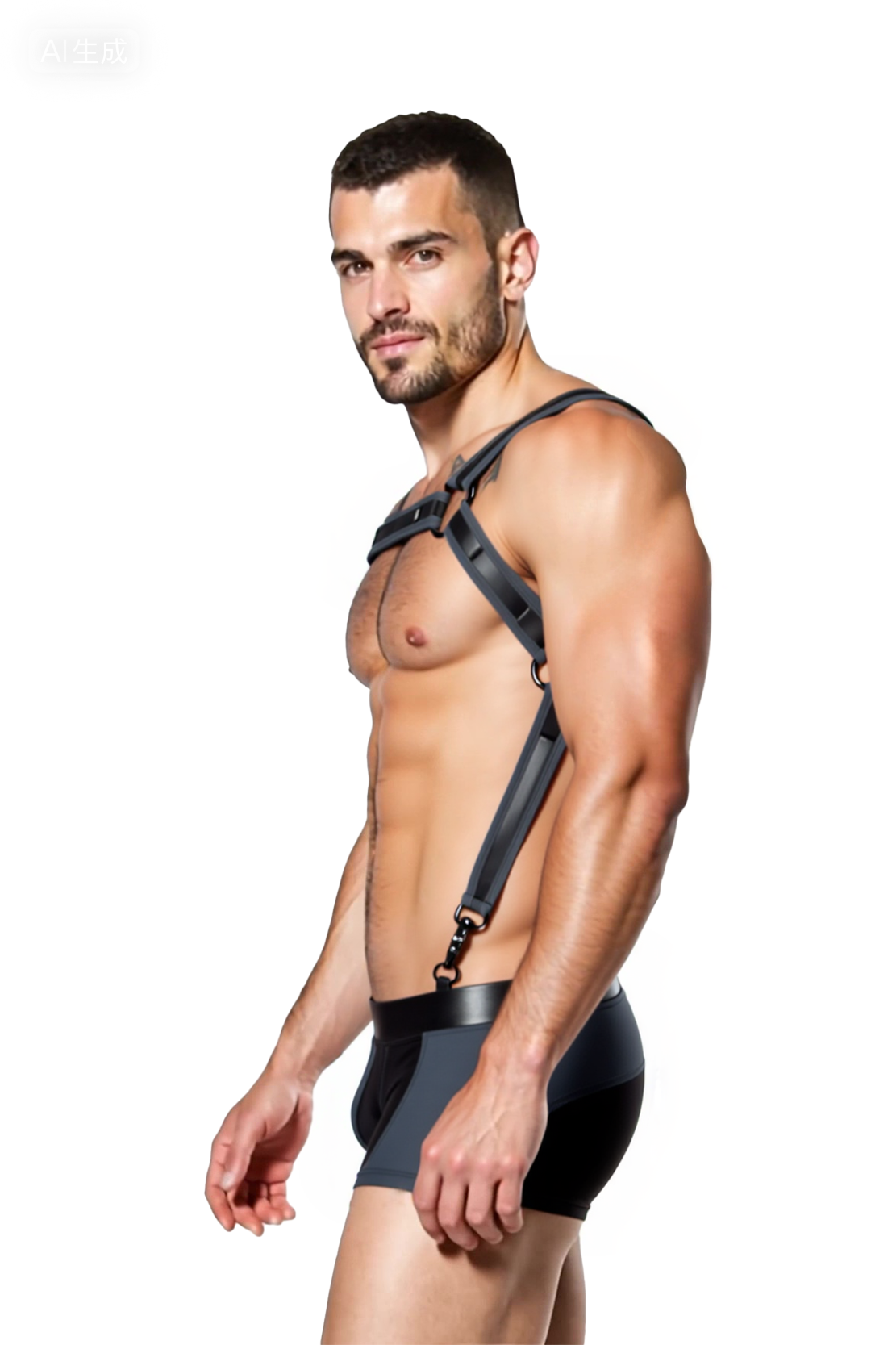 Joyglove Elastic Chest Harness with Attached Shorts – Sleek Black and Yellow Clubwear