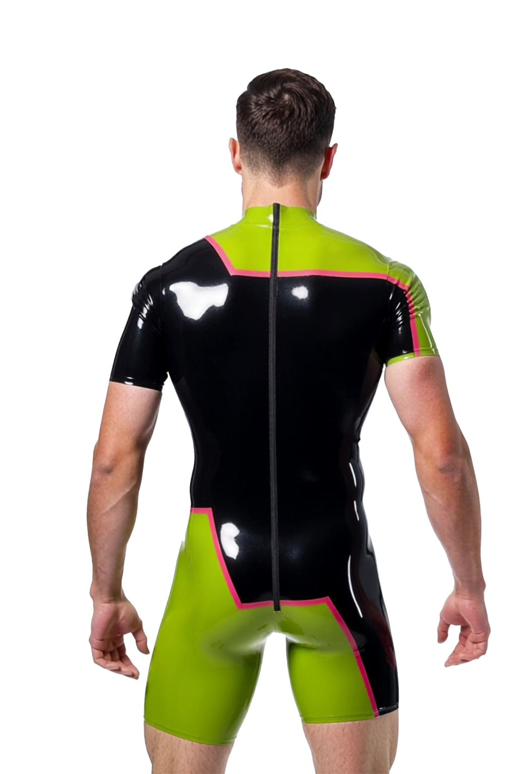 Joyglove Men's PU Leather Short-Sleeve Bodysuit