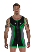 Joyglove Men’s Fetish PU Leather One-Piece Bodysuit with Open Back Style
