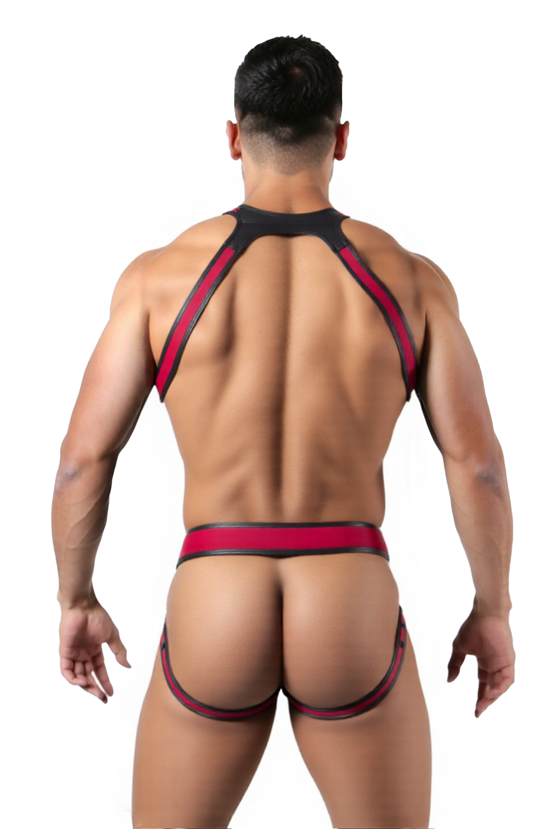 Joyglove Pu Leather-Look Harness & Jock Set – Red Fury Edition