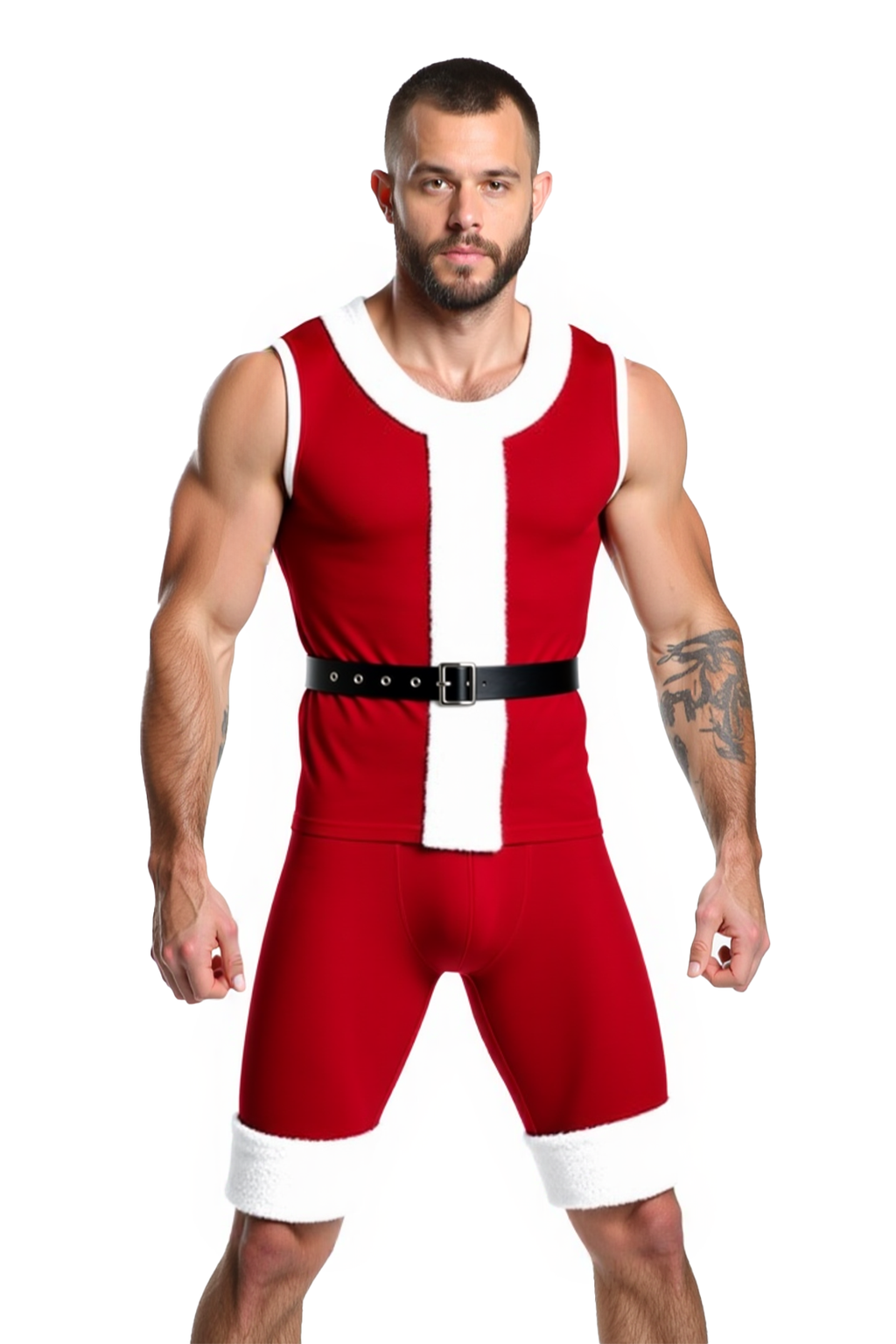 Joyglove Men's Athletic Santa Costume Tank & Shorts Set