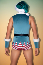 Joylgbt's Christmas Velvet Elf Costume with Striped Shorts	