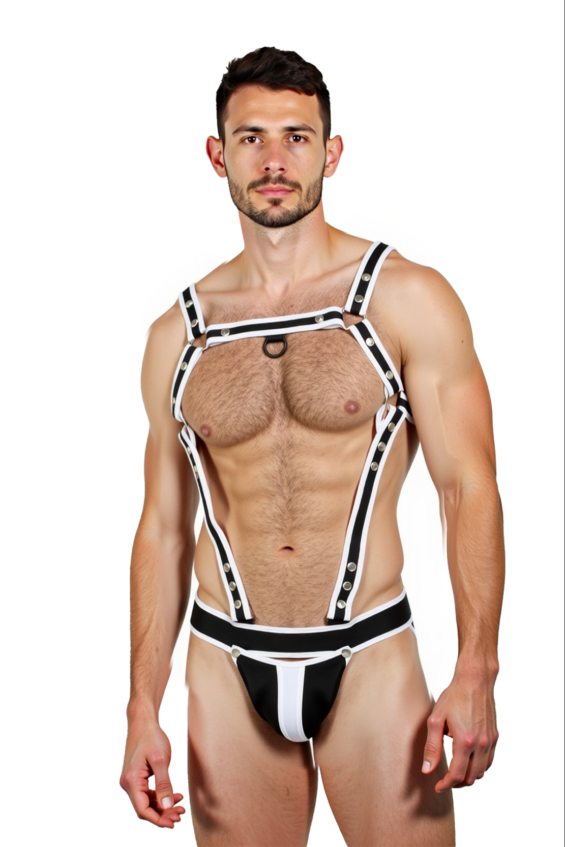 Joyglove Bold Contrast Harness Jockstrap Set – Black & White Power Edition