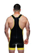 Joyglove Men's Shiny PU Leather Wrestling Singlet