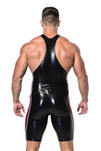 Joyglove Sleek Black and Red PU Leather Sports Bodysuit