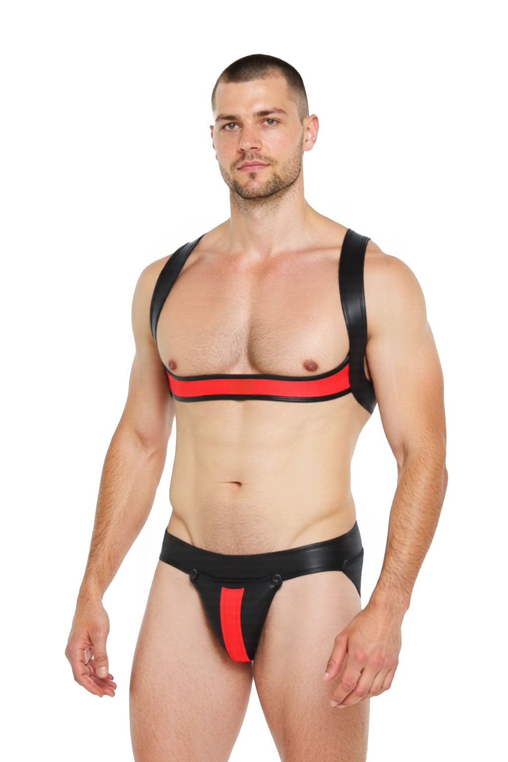 Joyglove Men's Pu Leather Fetish Harness & Thong Set – Bold and Striking Design