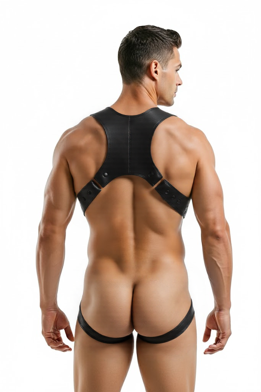 Joylgbt‘s PU Leather Men's Fetish Harness and Thong – Black Edition	