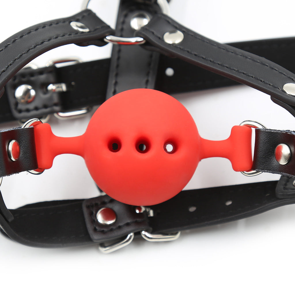 Equestrian-Style Gag Silicone Ball Gag Headset Nose Hook Open-Mouth Restraint BDSM Toy