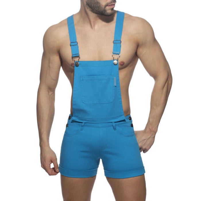 Joyglove Sporty Sky Blue Overall Shorts with Adjustable Suspenders & Slim Fit