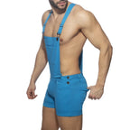 Joyglove Sporty Sky Blue Overall Shorts with Adjustable Suspenders & Slim Fit