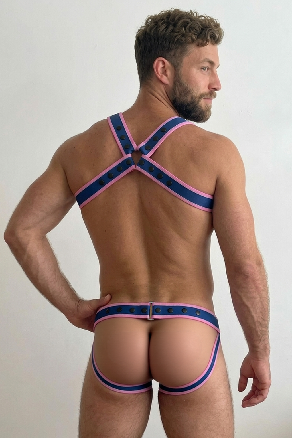 Joyglove Blue Pink Harness Set with Studded Strap Design