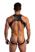 Joyglove PU Leather Neon Green and Black Harness & Thong Set