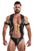 Joyglove PU Leather Men’s Harness Vest and Thong Set