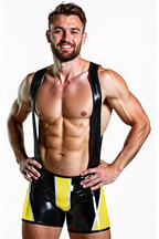 【New glossy finish】Colorblock Fitted Singlet Romper-five colors available