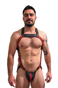Joyglove PU Leather Fetish Harness - Adjustable Red & Black Straps