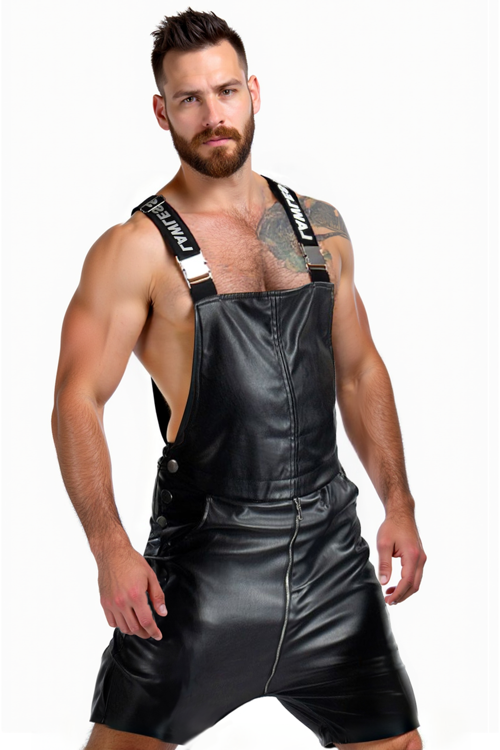 Joyglove Black PU Leather Overall Shorts