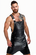 Joyglove Black PU Leather Overall Shorts