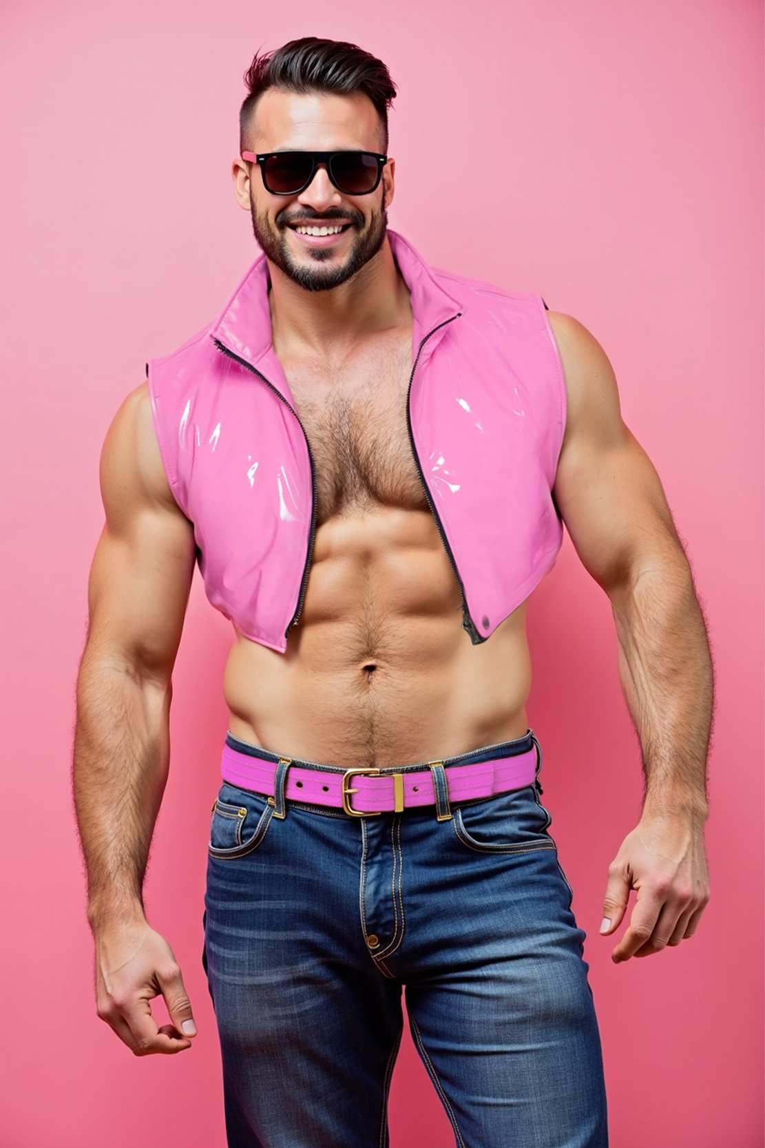 Men's Shiny Sleeveless Stand Collar Jacket