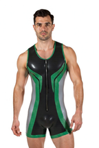 Joyglove Men’s PU Leather Open Back Bodysuit – Sleeveless Zipper Desig
