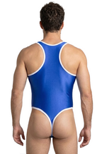 Joyglove Blue and Black Mesh One-Piece Bodysuit for Men