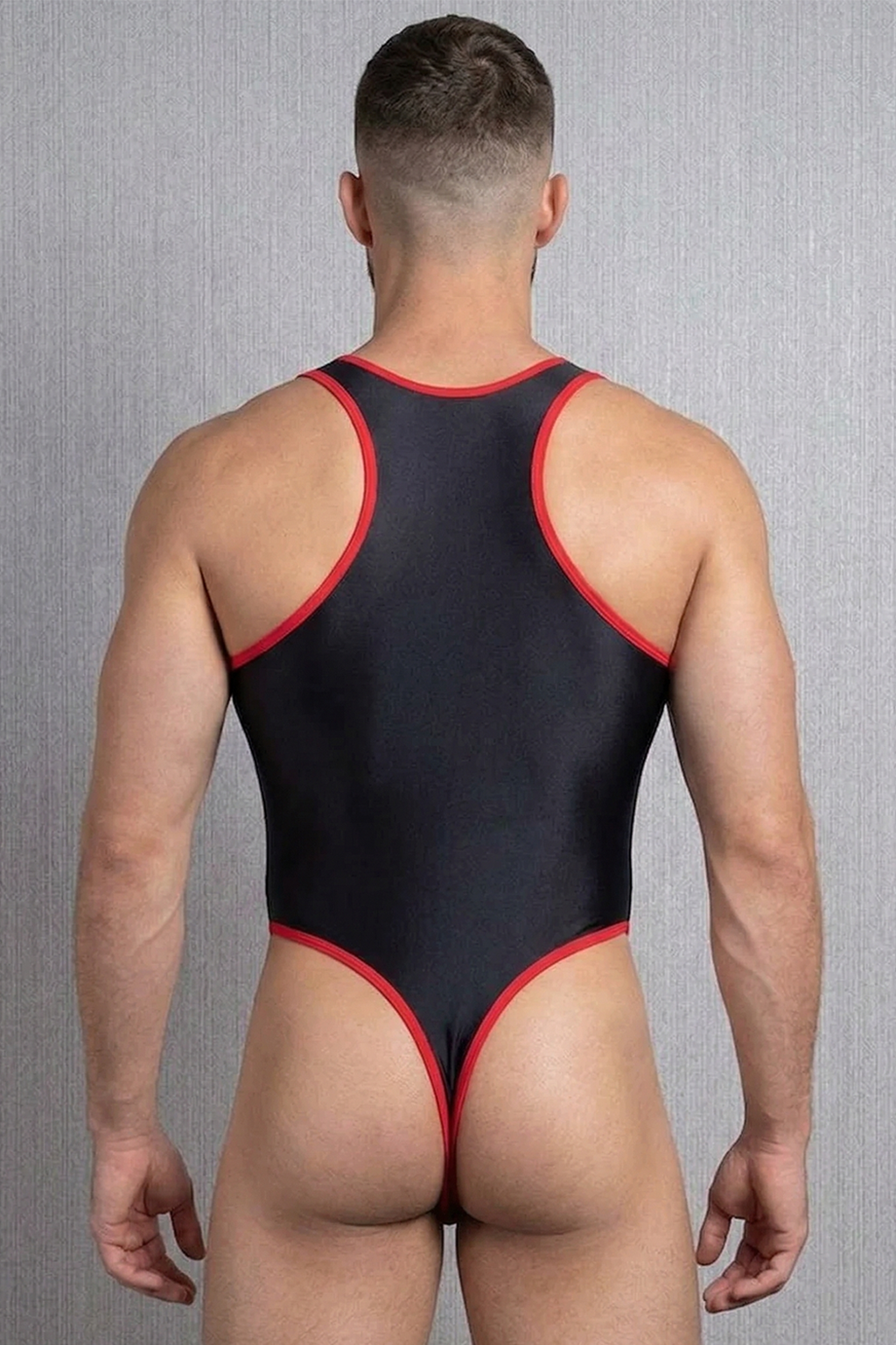 Joyglove Blue and Black Mesh One-Piece Bodysuit for Men