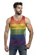 Rainbow Striped Mesh Shirt