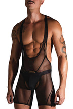 See-Through Mesh Cut-Out Sleeveless Romper Shorts Set