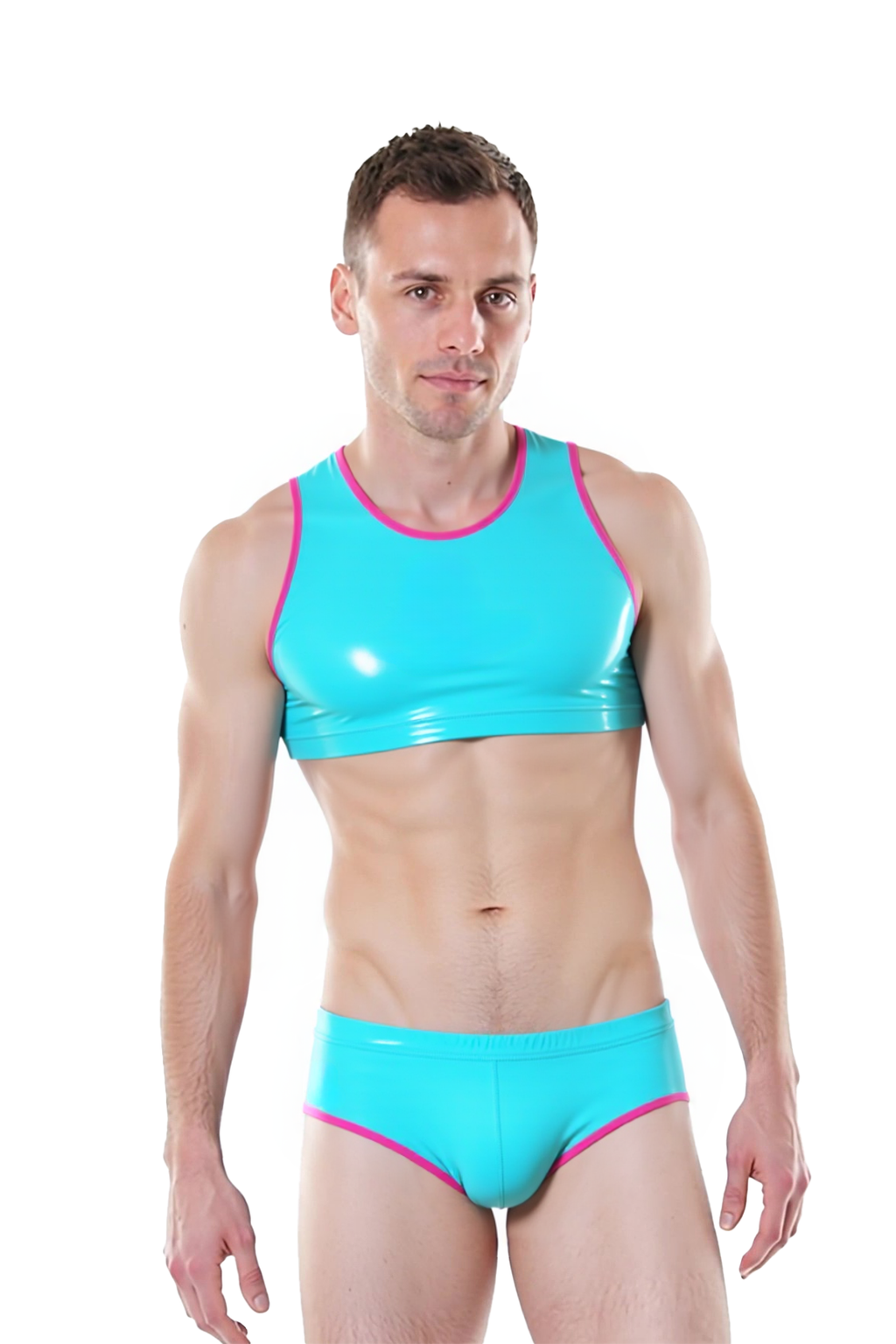 Joyglove Wet Look PU Leather Set – Crop Top + Low-Rise Briefs