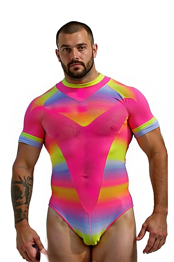 Joyglove  Men's Neon Rainbow Bodysuit
