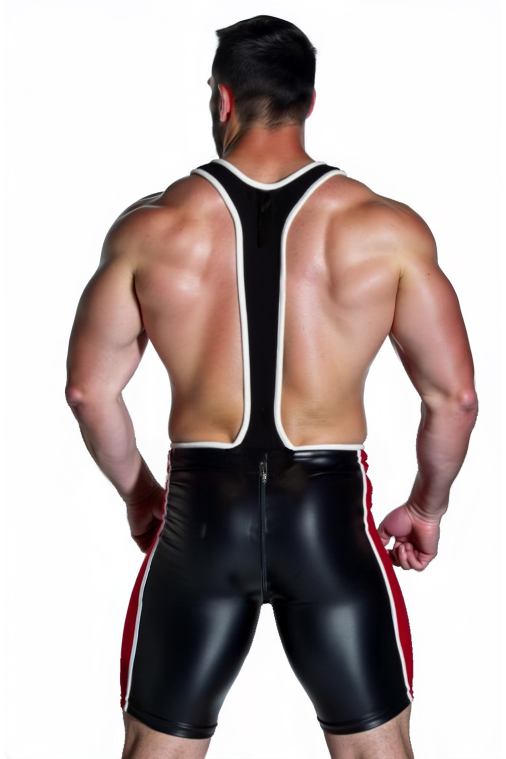 Joyglove Men's Deep Cut Wet-Look Wrestling Singlet